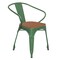 Emma and Oliver Alva Metal Indoor-Outdoor Stacking Chair with Vertical Slat Back, Arms and All-Weather Polystyrene Seat